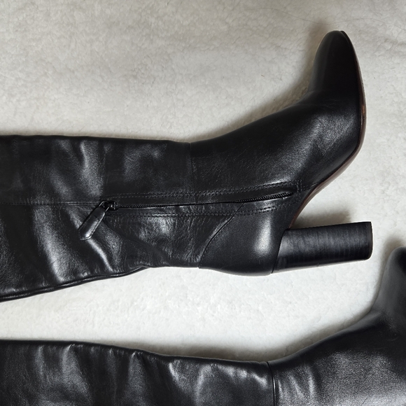 Tory Burch Bowie Boots Over the Knee heeled Block Heels Black Size 6.5 - Picture 2 of 8